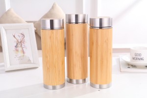 double wall bamboo coffee mug